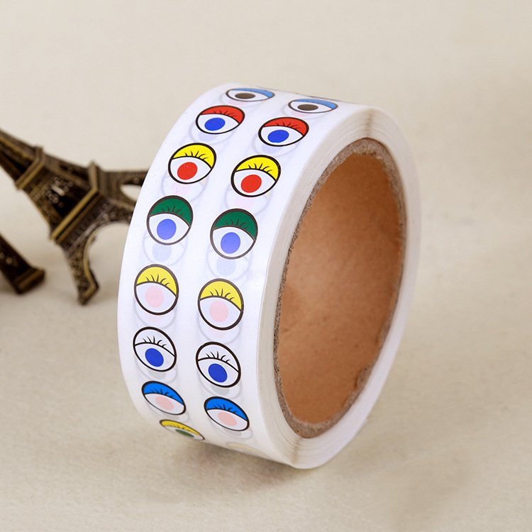 Custom design eye cartoon stickers in roll for kids Removable PVC vinyl decorative eyes sticker