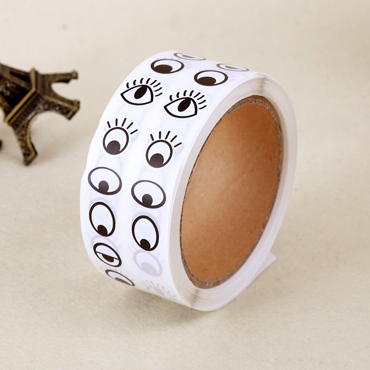 Custom design eye cartoon stickers in roll for kids Removable PVC vinyl decorative eyes sticker