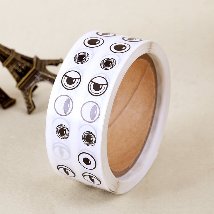 Custom design eye cartoon stickers in roll for kids Removable PVC vinyl decorative eyes sticker