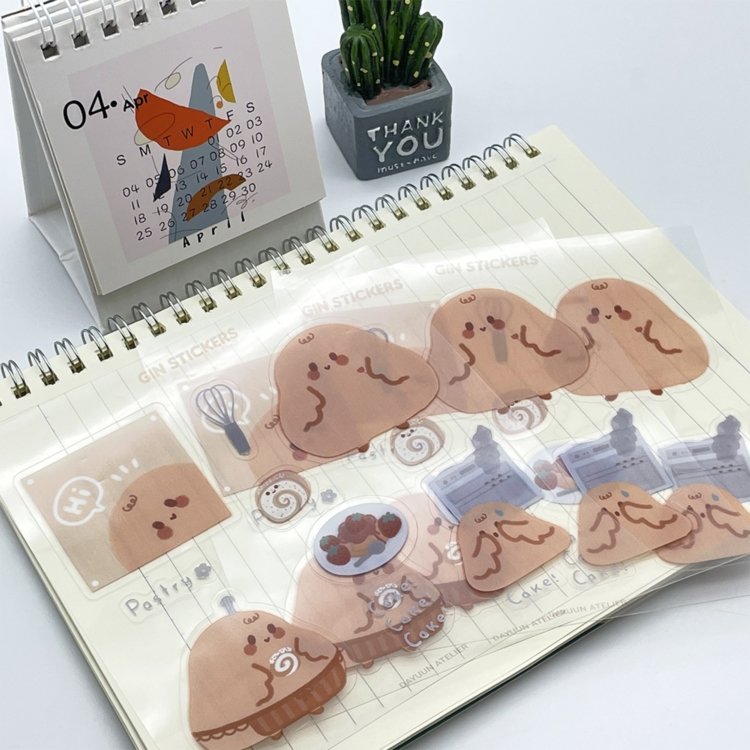 Customized Logo Cute Cartoon Stickers Handmade Decorative Clip Stickers Clear Label Sticker