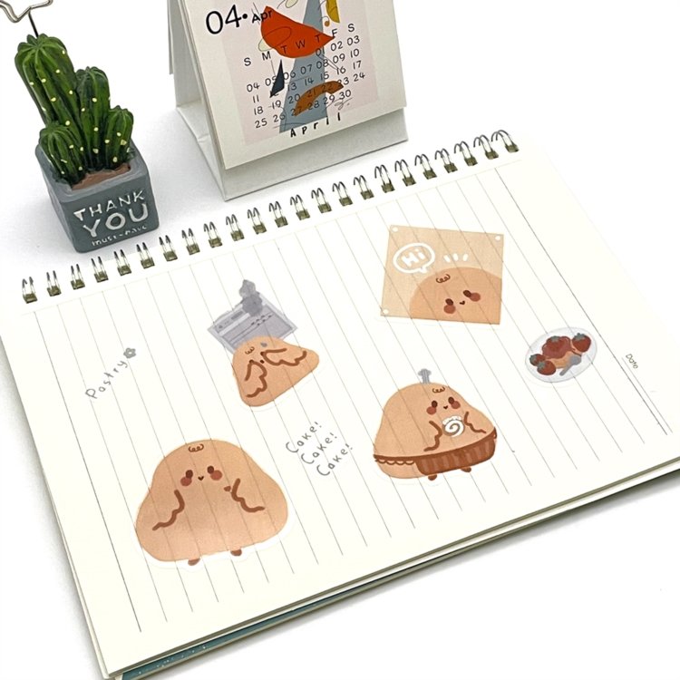 Customized Logo Cute Cartoon Stickers Handmade Decorative Clip Stickers Clear Label Sticker