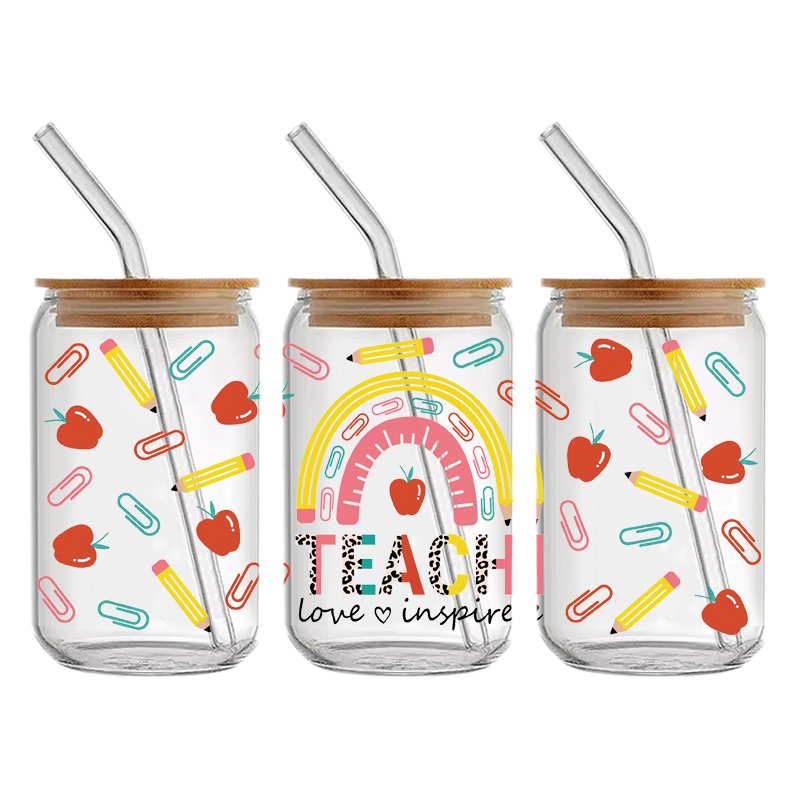 Wholesale Custom Design UV DTF Transfer Sticker Cartoon Decals Waterproof UV DTF Cup Wraps Transfer Stickers for Glass Cup