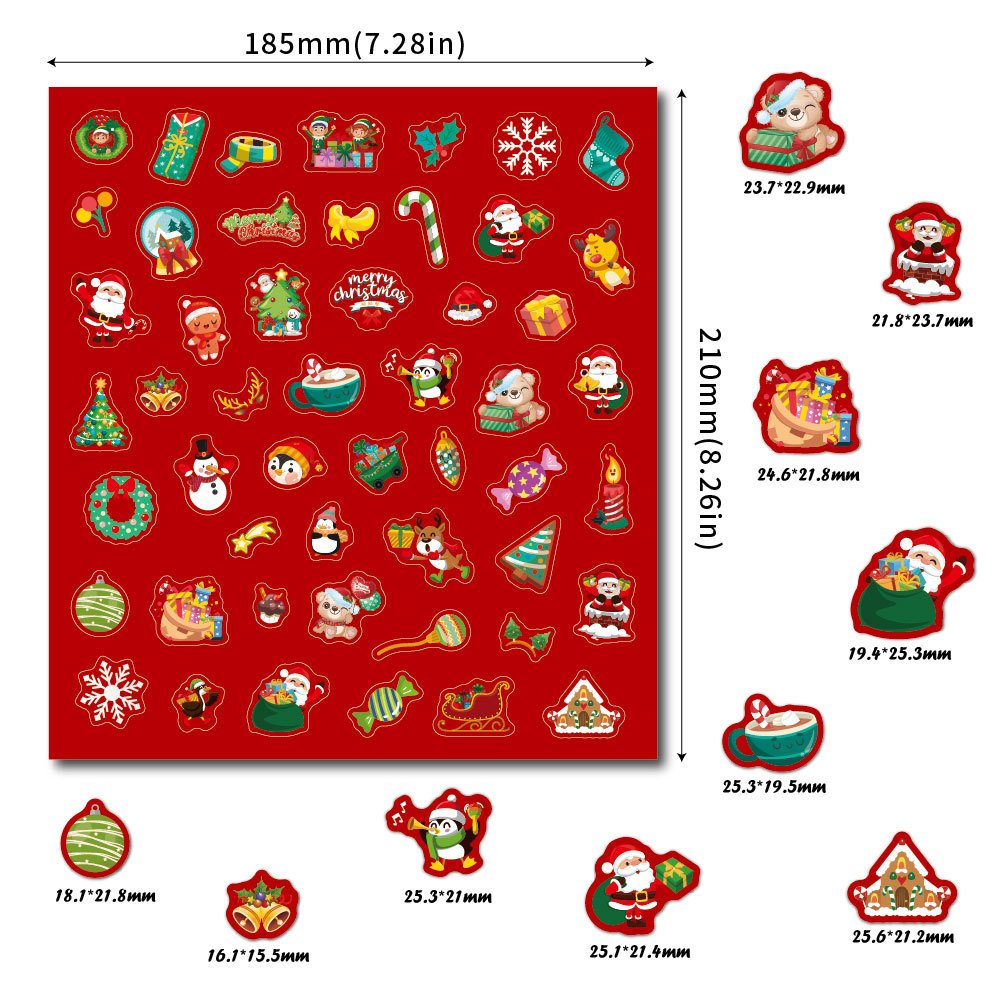 Christmas Cartoon Stickers Waterproof Stickers Christmas Decorations Holiday Celebrations Stickers