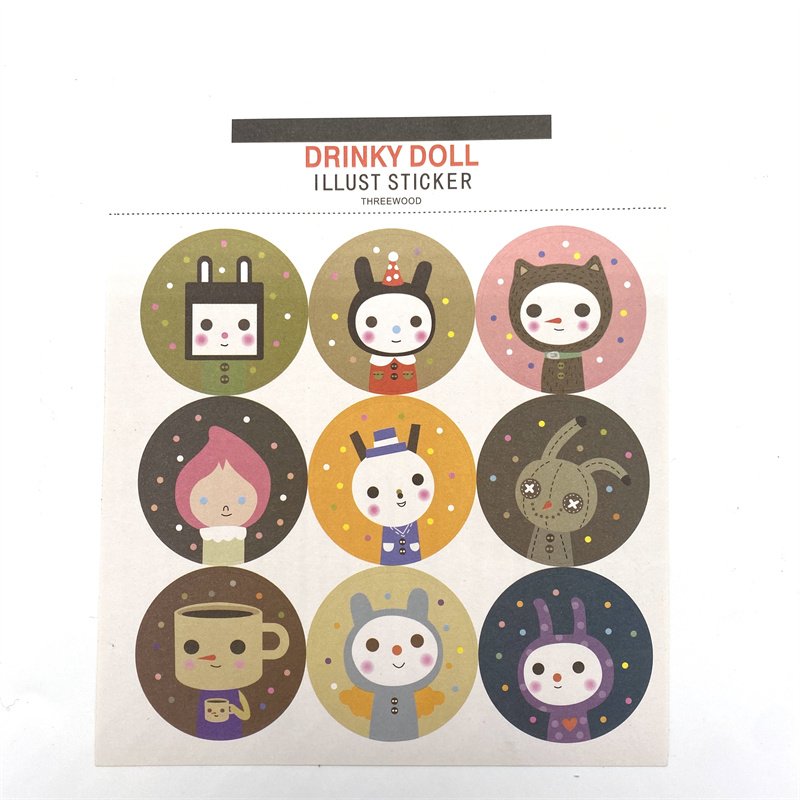 90pcs per Pack Cute Cat and Drinky Doll Cartoon Decoration Sticker for Kids