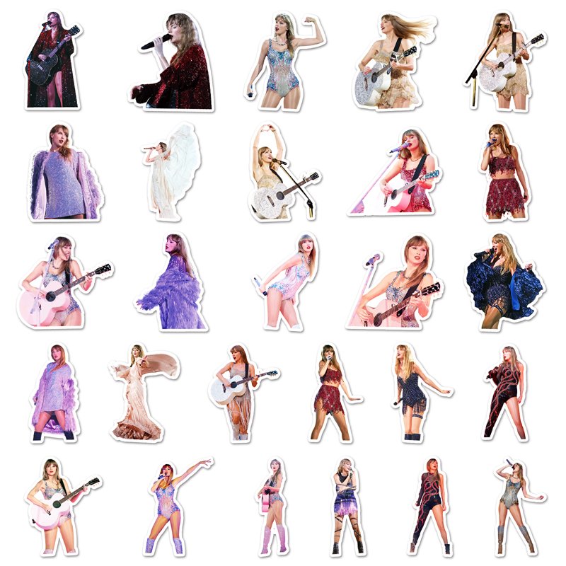 52pcs High Quality Creative Cartoon Singer Custom Sticker Star Taylor Concert Sticker