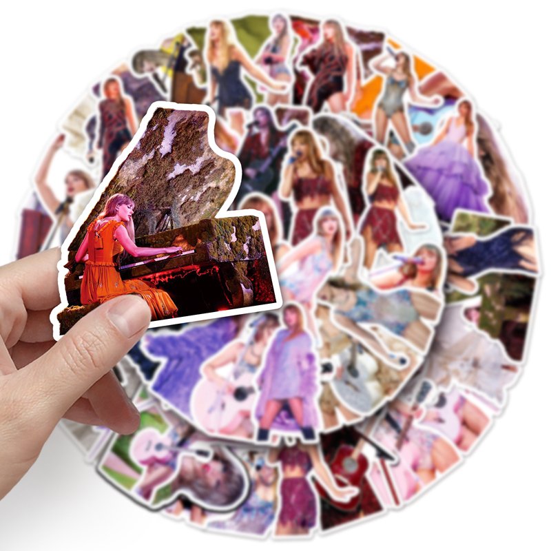 52pcs High Quality Creative Cartoon Singer Custom Sticker Star Taylor Concert Sticker
