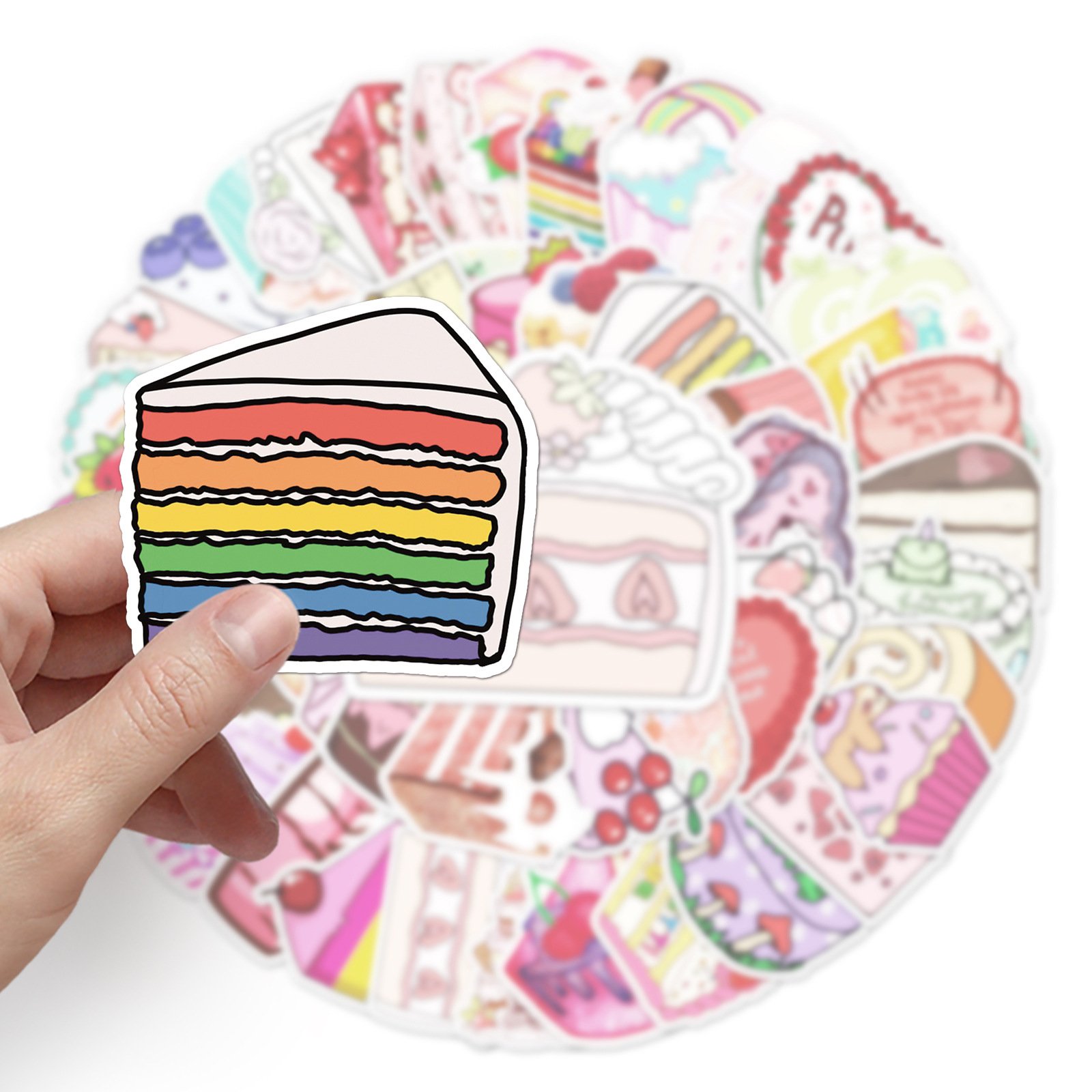 Custom Self Adhesive Vinyl waterproof Cartoon Cute Cake Stickers For Birthday Gathering Event Sticker