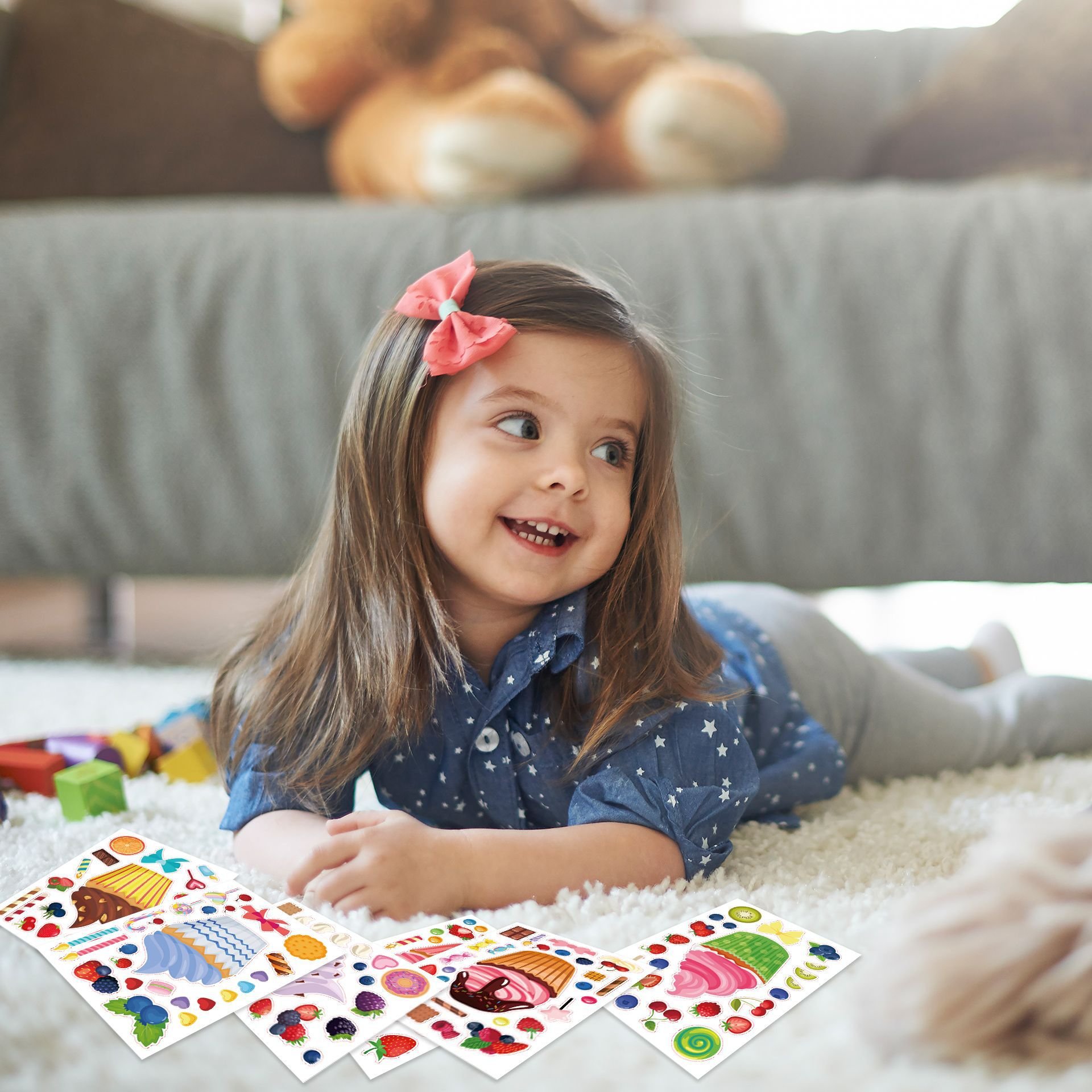 Cupcake Ice Cream Stickers, Make Your Own Dessert Mix and Match Sticker Cake Decorating Decals Party Favors for Kids