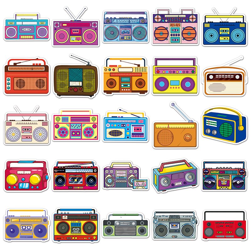 50Pcs High Quality Vinyl Waterproof Cartoon Animal Sticker Decorations Retro INS Cartoon Radio Sticker