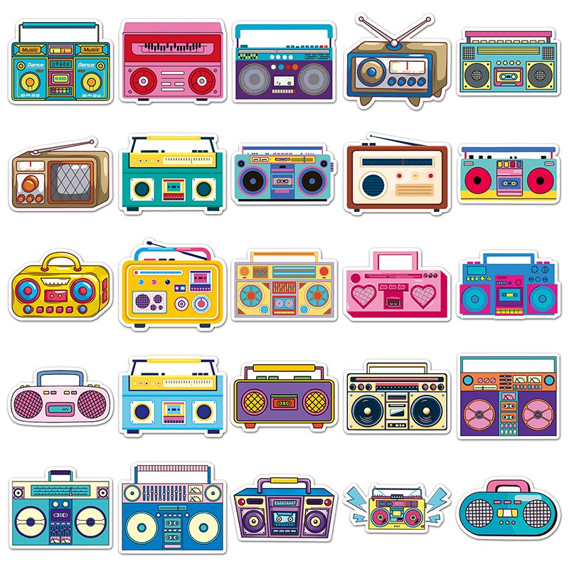 50Pcs High Quality Vinyl Waterproof Cartoon Animal Sticker Decorations Retro INS Cartoon Radio Sticker