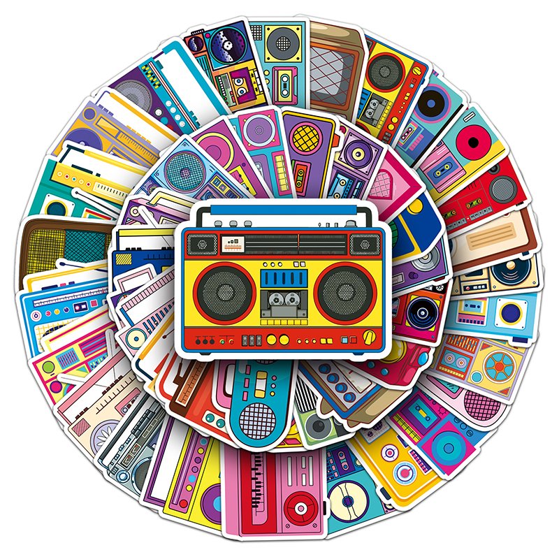 50Pcs High Quality Vinyl Waterproof Cartoon Animal Sticker Decorations Retro INS Cartoon Radio Sticker