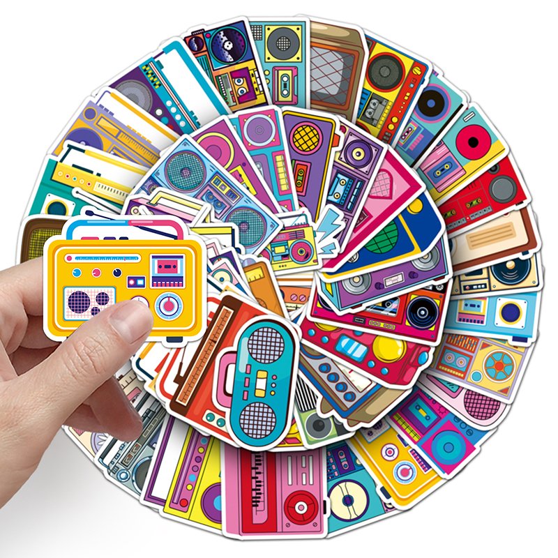 50Pcs High Quality Vinyl Waterproof Cartoon Animal Sticker Decorations Retro INS Cartoon Radio Sticker