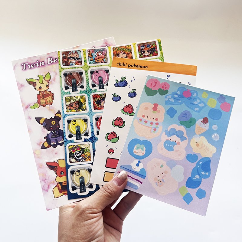 Custom Sticker Sheets Cartoon Design Kiss Cut Vinyl Sticker Sheets Waterproof Self Adhesive Sticker Sheet