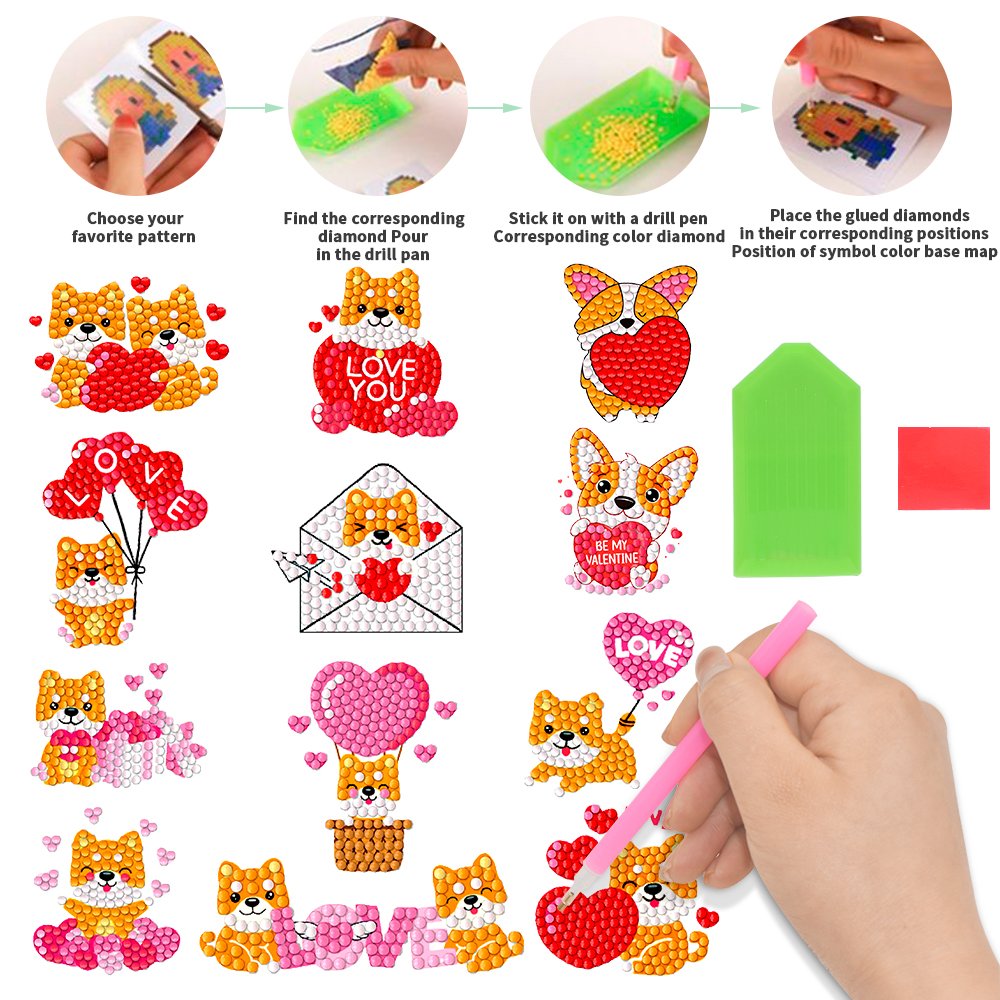 New Children's Diamond Drawing Cute Cartoon Puppy Puzzle Stickers 5d Diamond Drawing DIY Kit