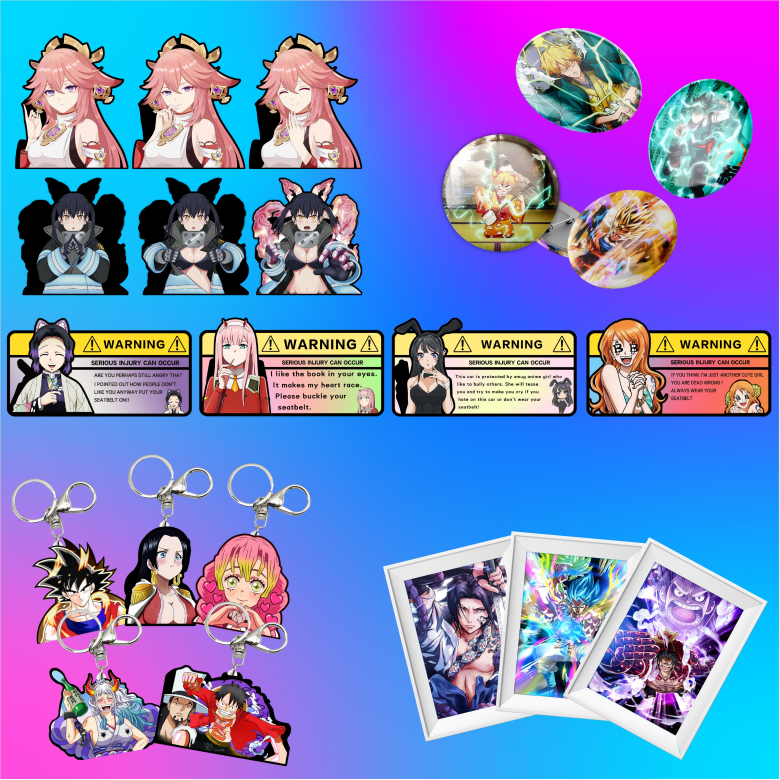 Manga Japanese Anime Characters 3D Anime Sticker Cartoon Changing Flips Decals Vegeta 3D Lenticular Motion Car Stickers