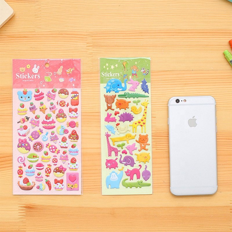 Jintian Factory Custom Printed 3D Cartoon Alphabet Adhesive Embossed Puffy Decorative Stickers