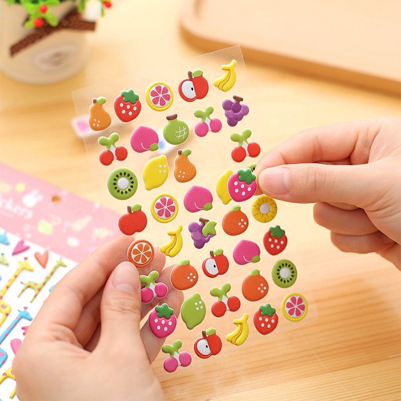 Jintian Factory Custom Printed 3D Cartoon Alphabet Adhesive Embossed Puffy Decorative Stickers