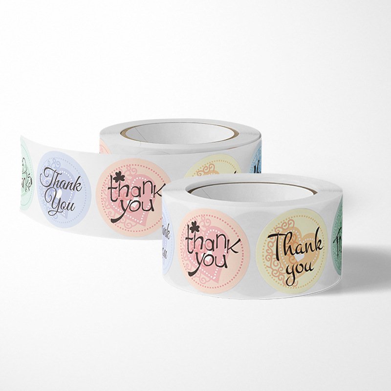 Custom Printed Self Adhesive Vinyl Die Cut Brand Logo Stickers Thank You Stickers for Shopping Packing