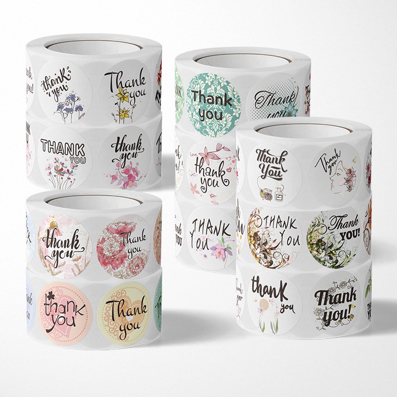 Custom Printed Self Adhesive Vinyl Die Cut Brand Logo Stickers Thank You Stickers for Shopping Packing