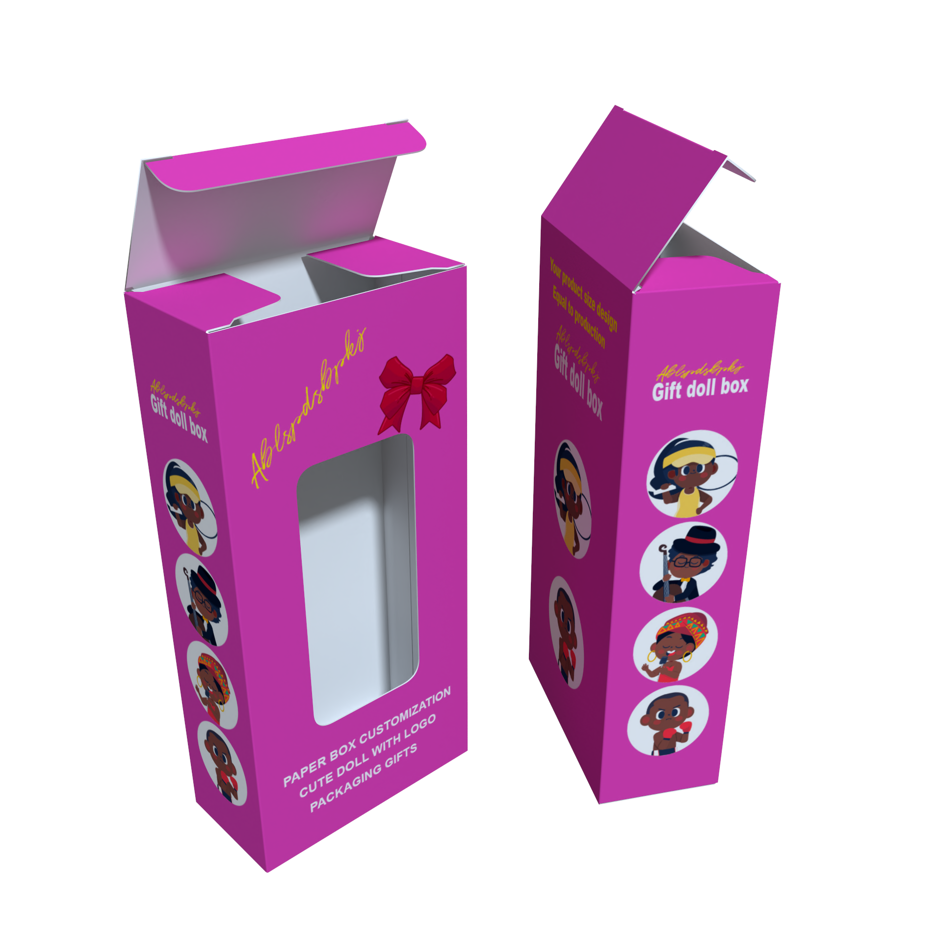 Children'S Toys Double Insert Box Custom Logo Exquisite Toy Doll Gift Box Girl Cartoon Doll Window Packaging Paper Box