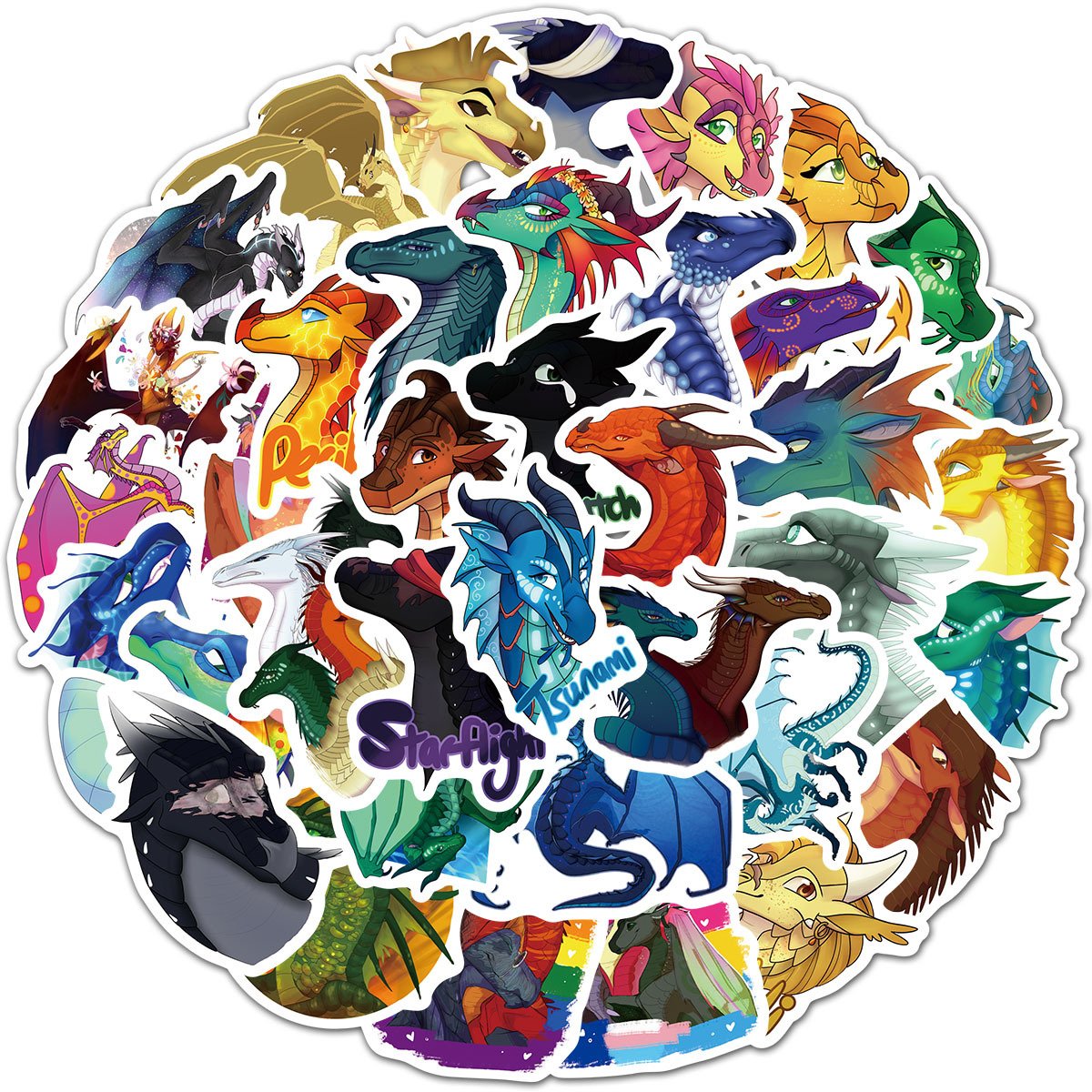 Wholesales die cut waterproof Wings of Fire Cartoon sticker cute kawaii anime decals die cut laptop window bumper car sticker