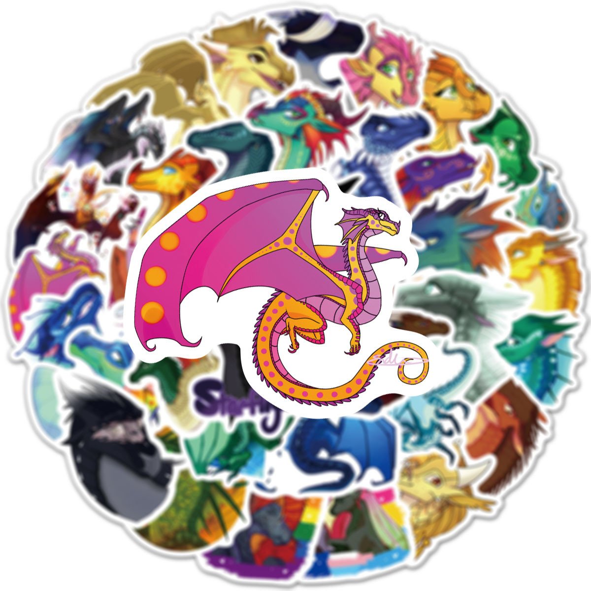 Wholesales die cut waterproof Wings of Fire Cartoon sticker cute kawaii anime decals die cut laptop window bumper car sticker