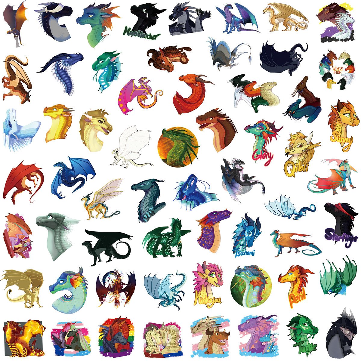 Wholesales die cut waterproof Wings of Fire Cartoon sticker cute kawaii anime decals die cut laptop window bumper car sticker