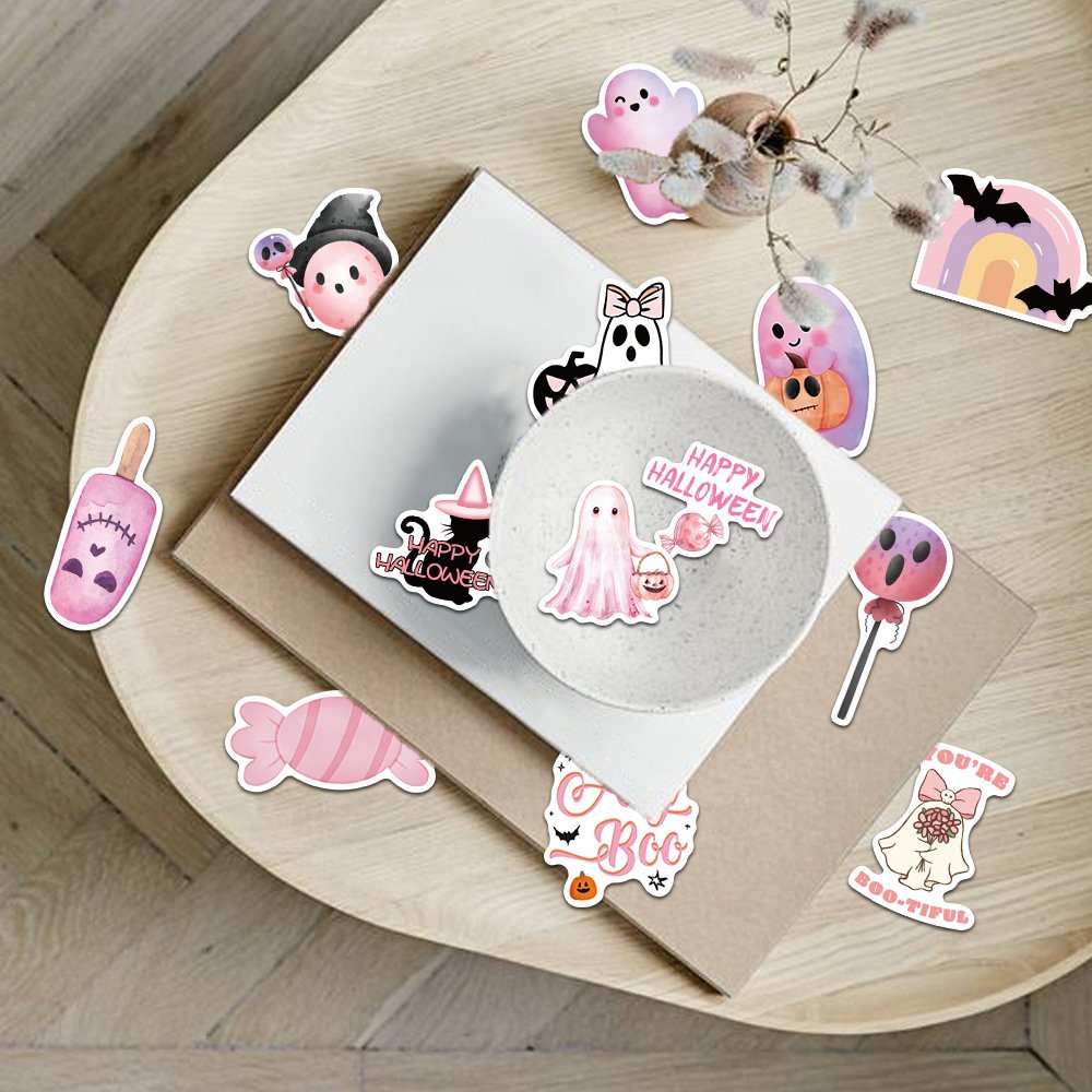 50 pink Halloween graffiti stickers decorate guitar notebook luggage DIY waterproof cartoon stickers decorative stickers