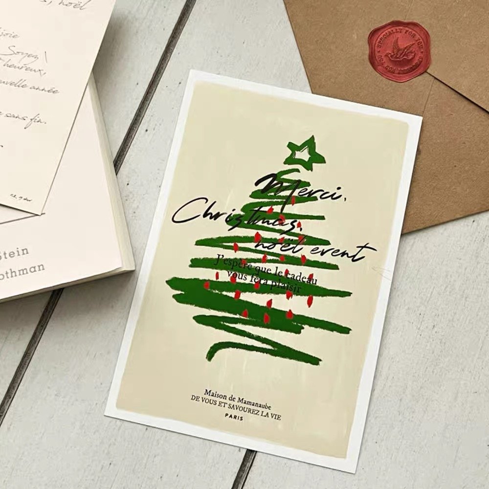 Vintage Christmas Greeting Card Handmade Merry Christmas Gift Card With Envolpe Custom