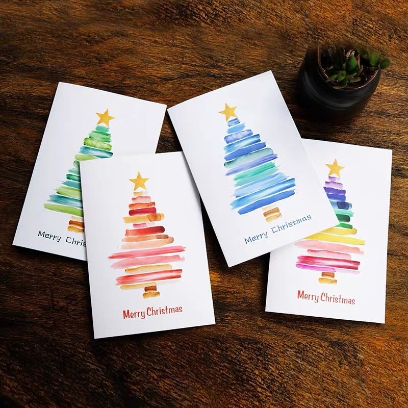 Vintage Christmas Greeting Card Handmade Merry Christmas Gift Card With Envolpe Custom