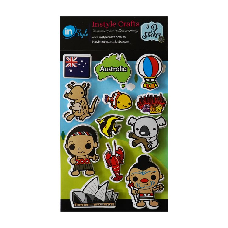 Custom Printing Cute Decoration Cartoon Embossed Die Cut Eva Foam 3D Adhesive Puffy Stickers For Kids