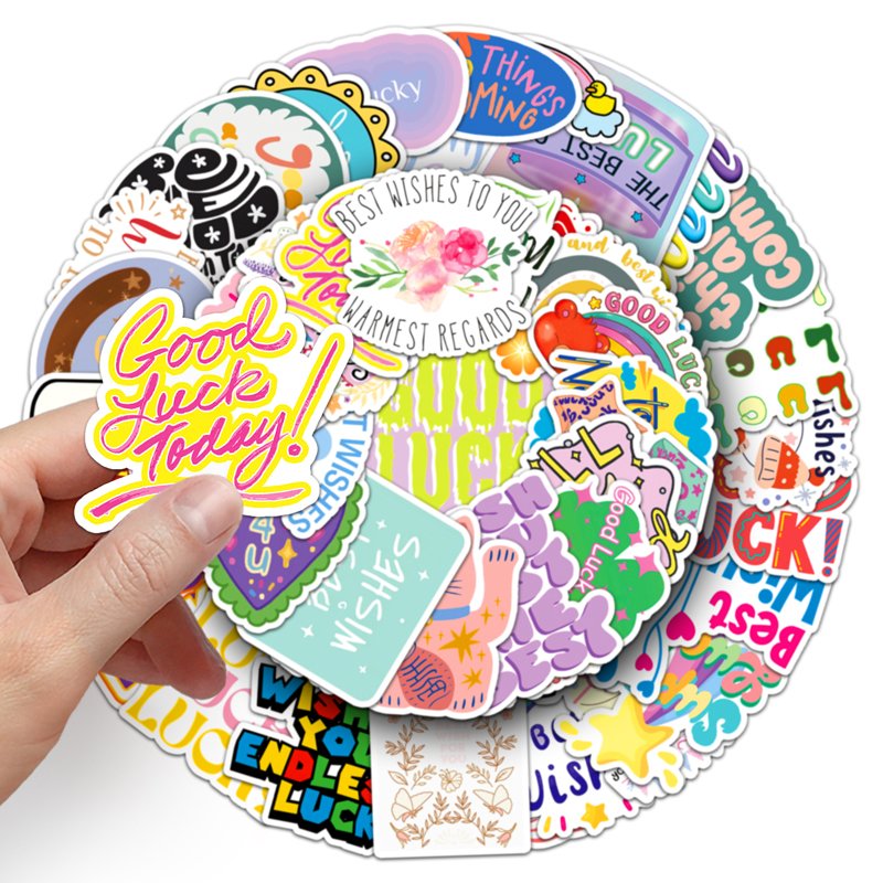 50pcs Factory Outlet Sale Creative Custom Sticker Decorative INS Cartoon Blessing in English Sticker