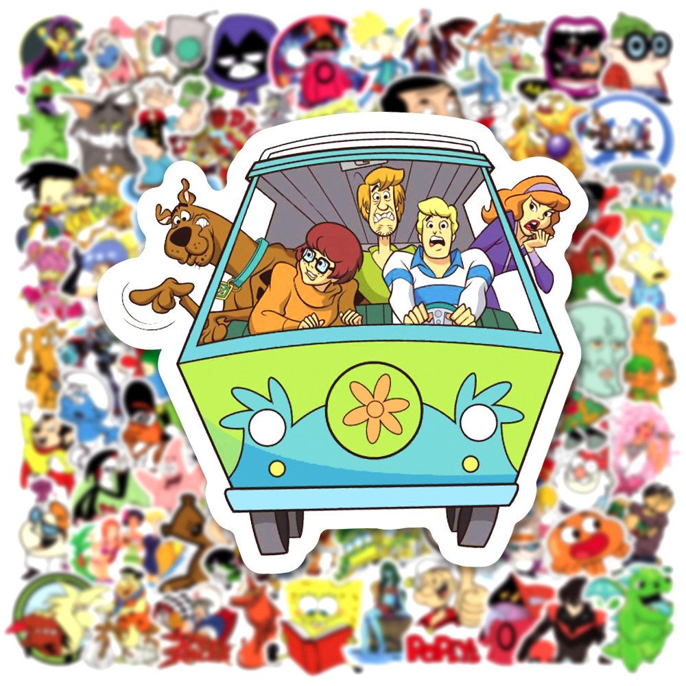 100pcs 80 90 classic European and American anime collection graffiti stickers car water cup waterproof stickers