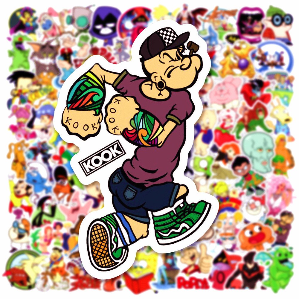 100pcs 80 90 classic European and American anime collection graffiti stickers car water cup waterproof stickers