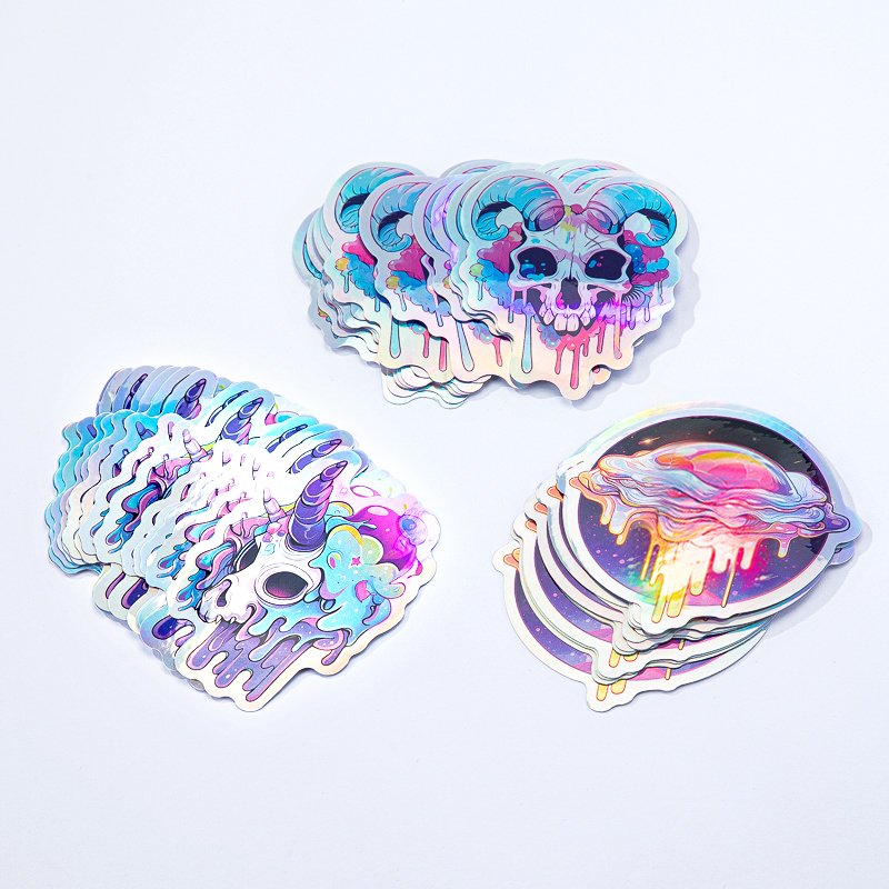 New Arrival Custom Design Sticker Holographic Waterproof Digital Printing Glitter Stickers Design Rainbow Holographic Sticker