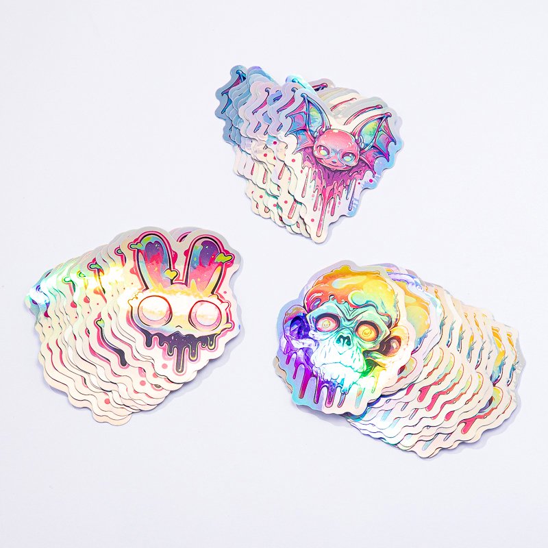 New Arrival Custom Design Sticker Holographic Waterproof Digital Printing Glitter Stickers Design Rainbow Holographic Sticker