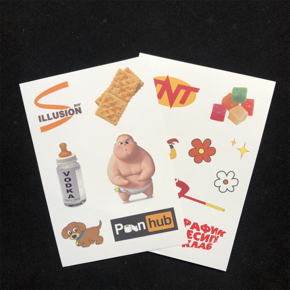Customized Bulk PVC Decals Stickers Cartoon Shaped Full and Half Cut DIY Adhesive Films Plastic Material