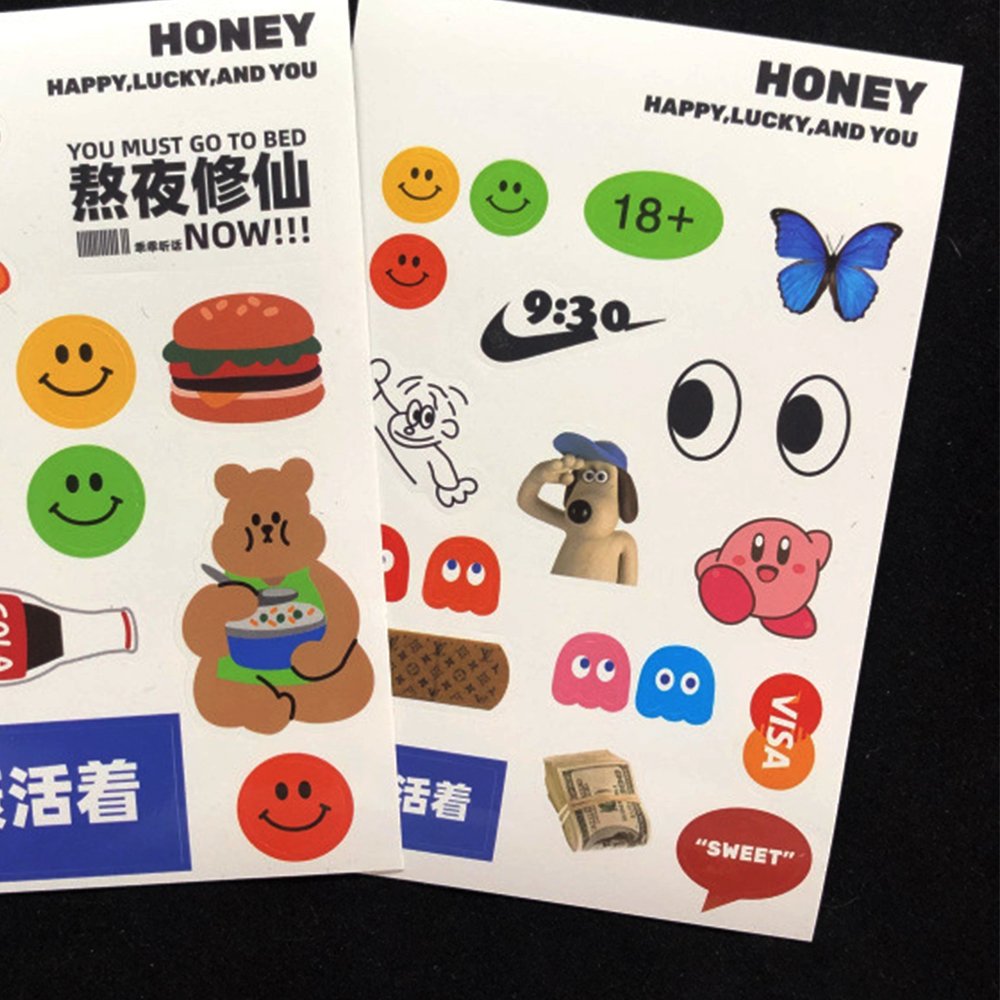 Customized Bulk PVC Decals Stickers Cartoon Shaped Full and Half Cut DIY Adhesive Films Plastic Material