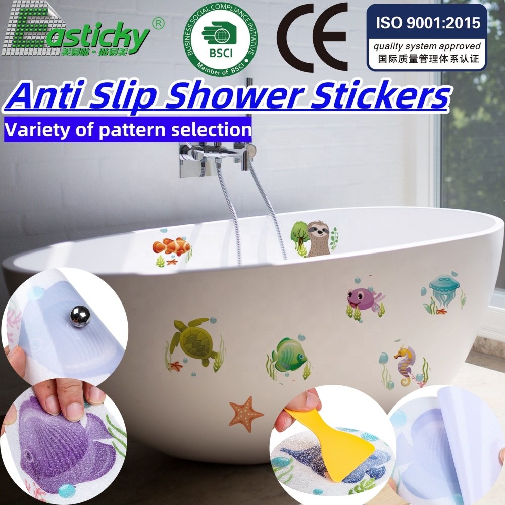 Cute cartoon pattern PEVA waterproof self-adhesive wear-resistant anti-slip bathtub sticker