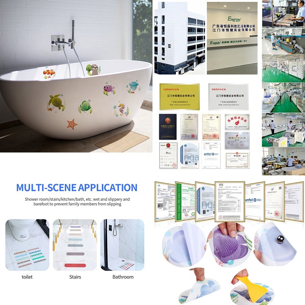 Cute cartoon pattern PEVA waterproof self-adhesive wear-resistant anti-slip bathtub sticker