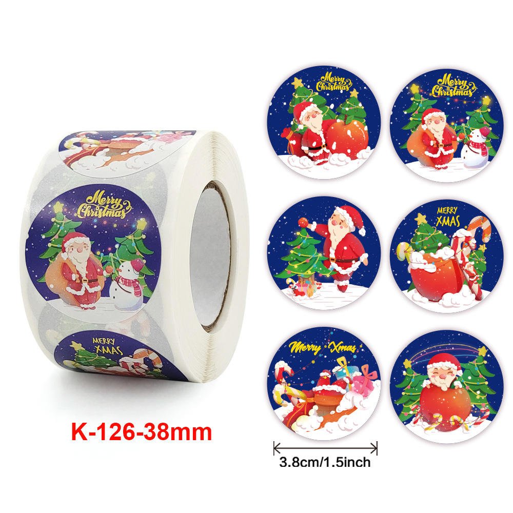 Factory Price Self-adhesive Label Cartoon Stickers Christmas Decoration Supplies Merry Christmas Stickers Roll Santa Claus