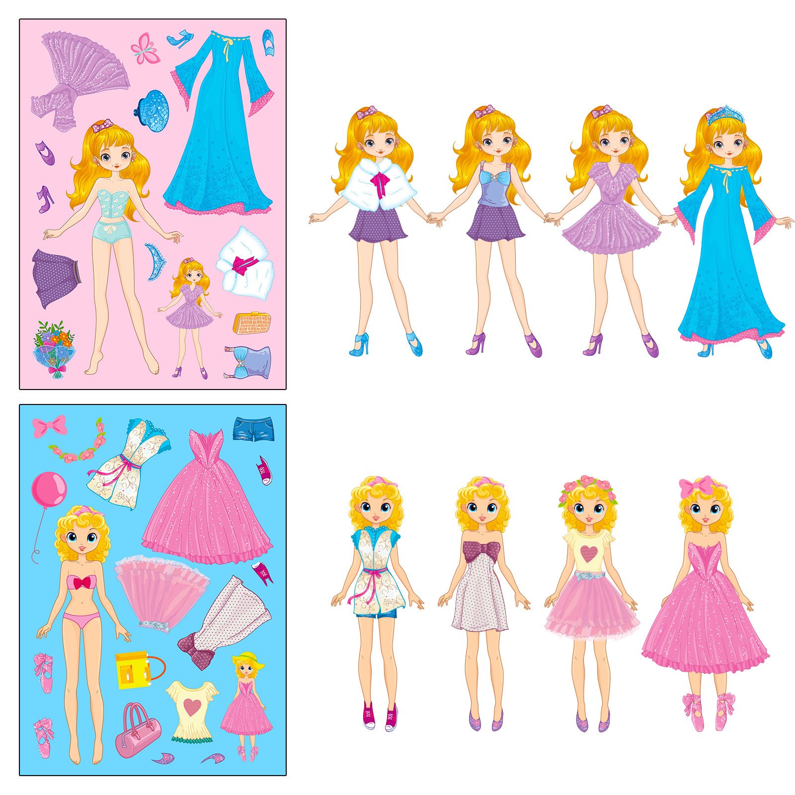 Pink princess face change put little girl cartoon cute DIY princess Make a face puzzle sticker