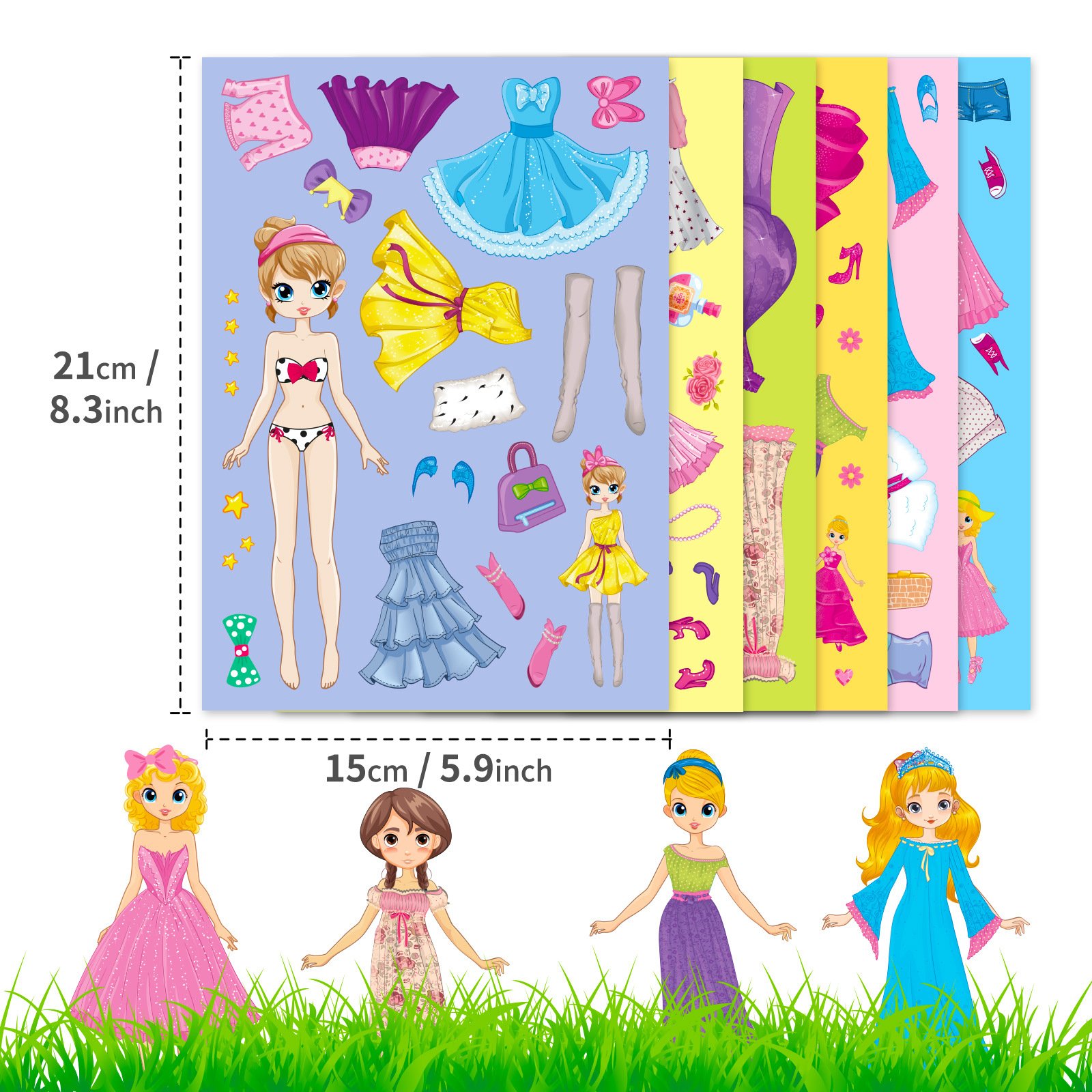Pink princess face change put little girl cartoon cute DIY princess Make a face puzzle sticker