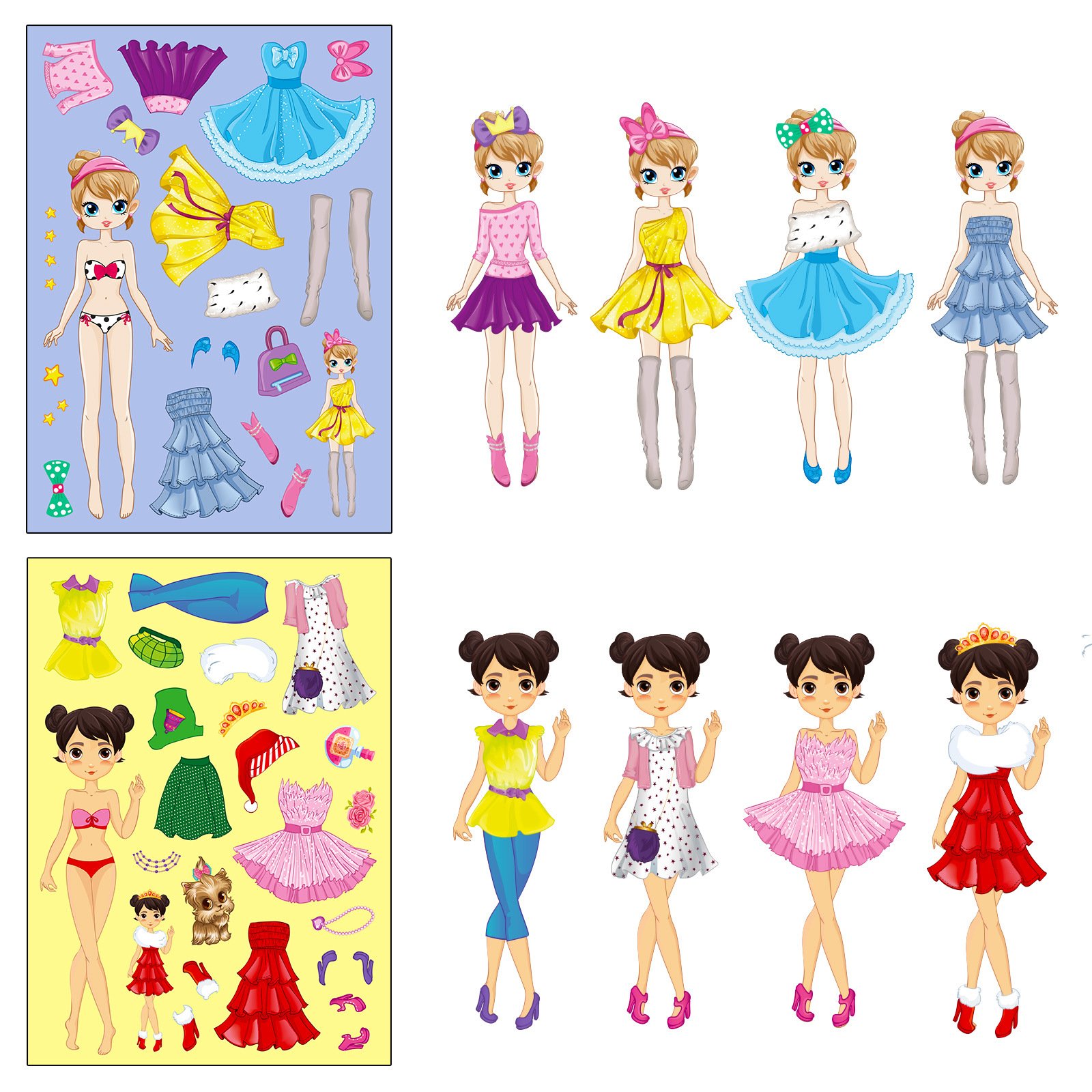 Pink princess face change put little girl cartoon cute DIY princess Make a face puzzle sticker