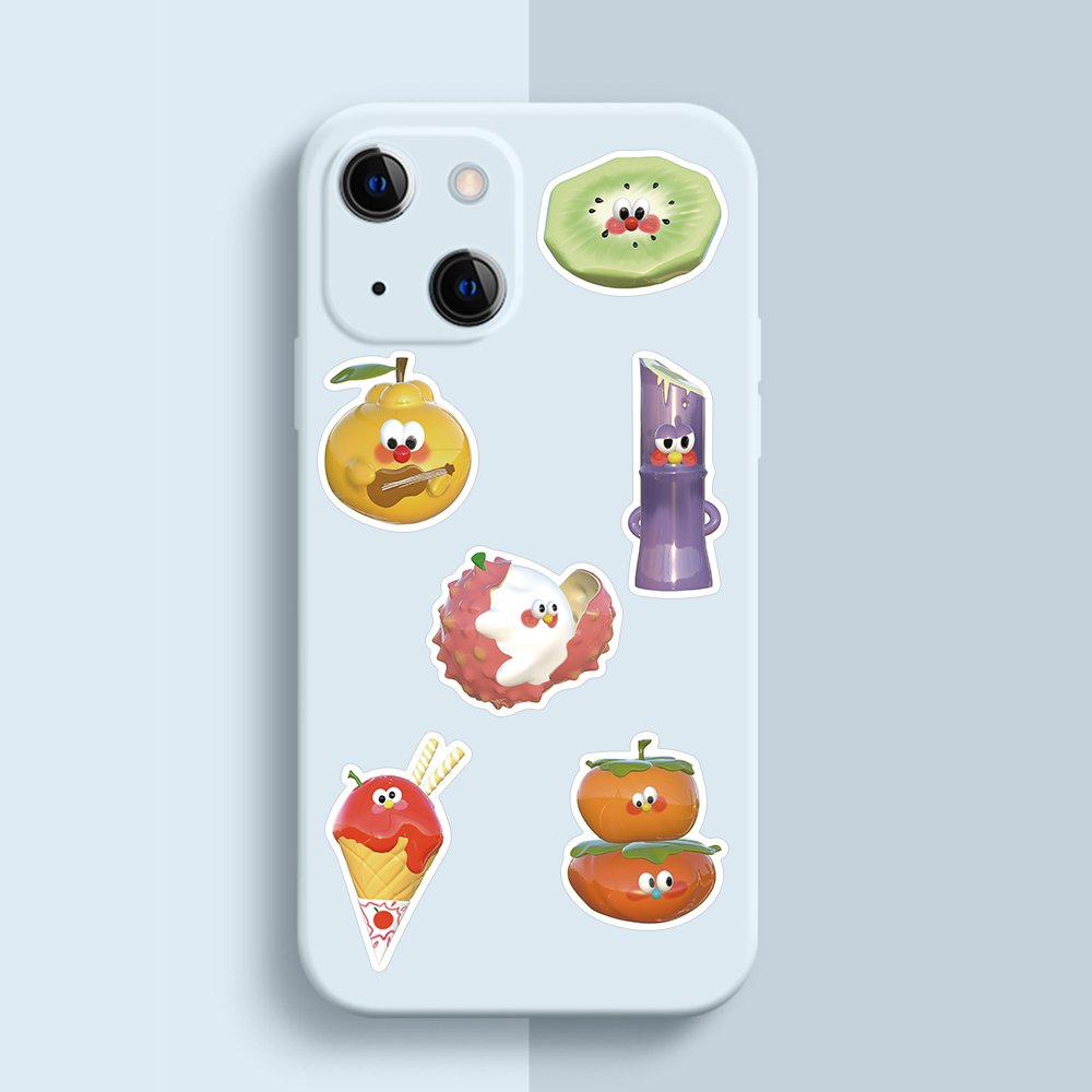 50pcs Kawaii Cartoon Fruits Foods Stickers Diy Phone Case Water Bottle Diary Laptop Scrapbook Decoration Waterproof Sticker