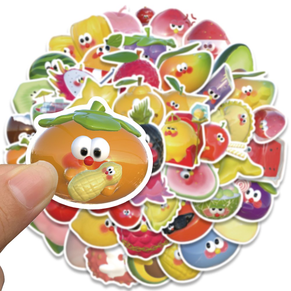 50pcs Kawaii Cartoon Fruits Foods Stickers Diy Phone Case Water Bottle Diary Laptop Scrapbook Decoration Waterproof Sticker