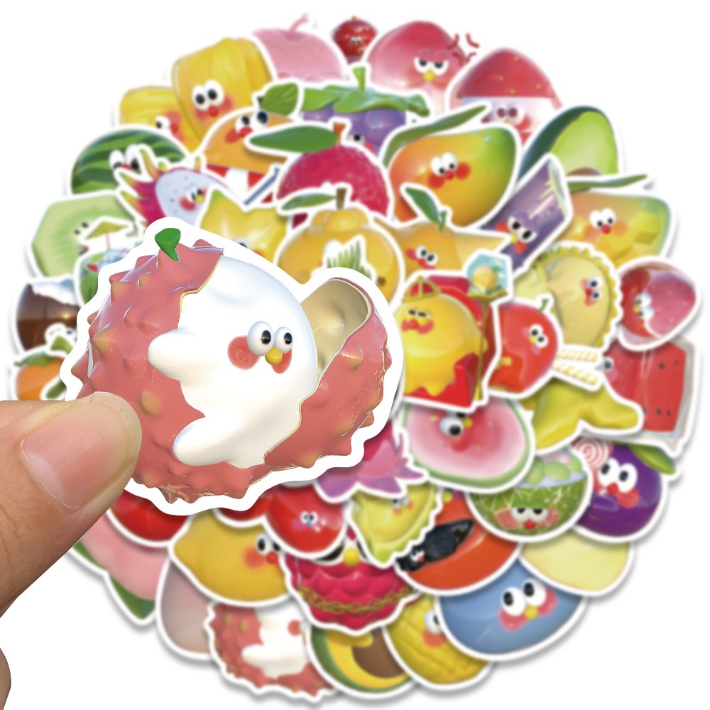 50pcs Kawaii Cartoon Fruits Foods Stickers Diy Phone Case Water Bottle Diary Laptop Scrapbook Decoration Waterproof Sticker