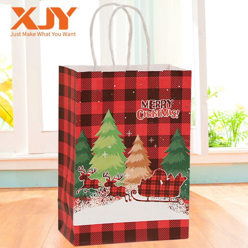 XJY flexography Printing Christmas gift bag creative cartoon cute packaging kraft printing candy hand paper bags