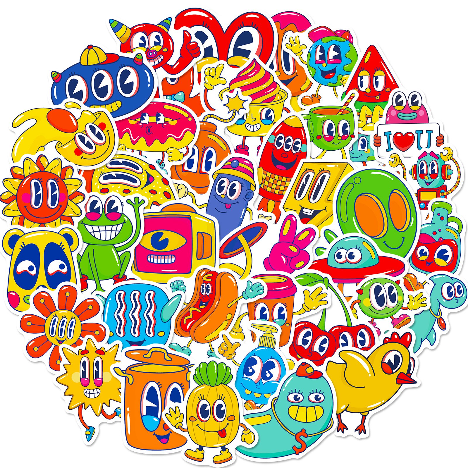 50pcs/set creative spoof character kids stickers cartoon for pencil-box laptop luggage bottles decorative water proof stickers