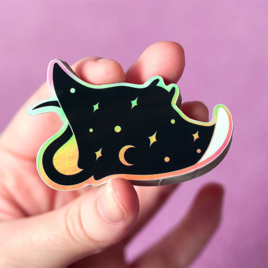 Custom Rainbow Effect Self-Adhesive Waterproof Logo Shiny Laser Holographic Hologram Sticker Car Decals Cartoon Sticker